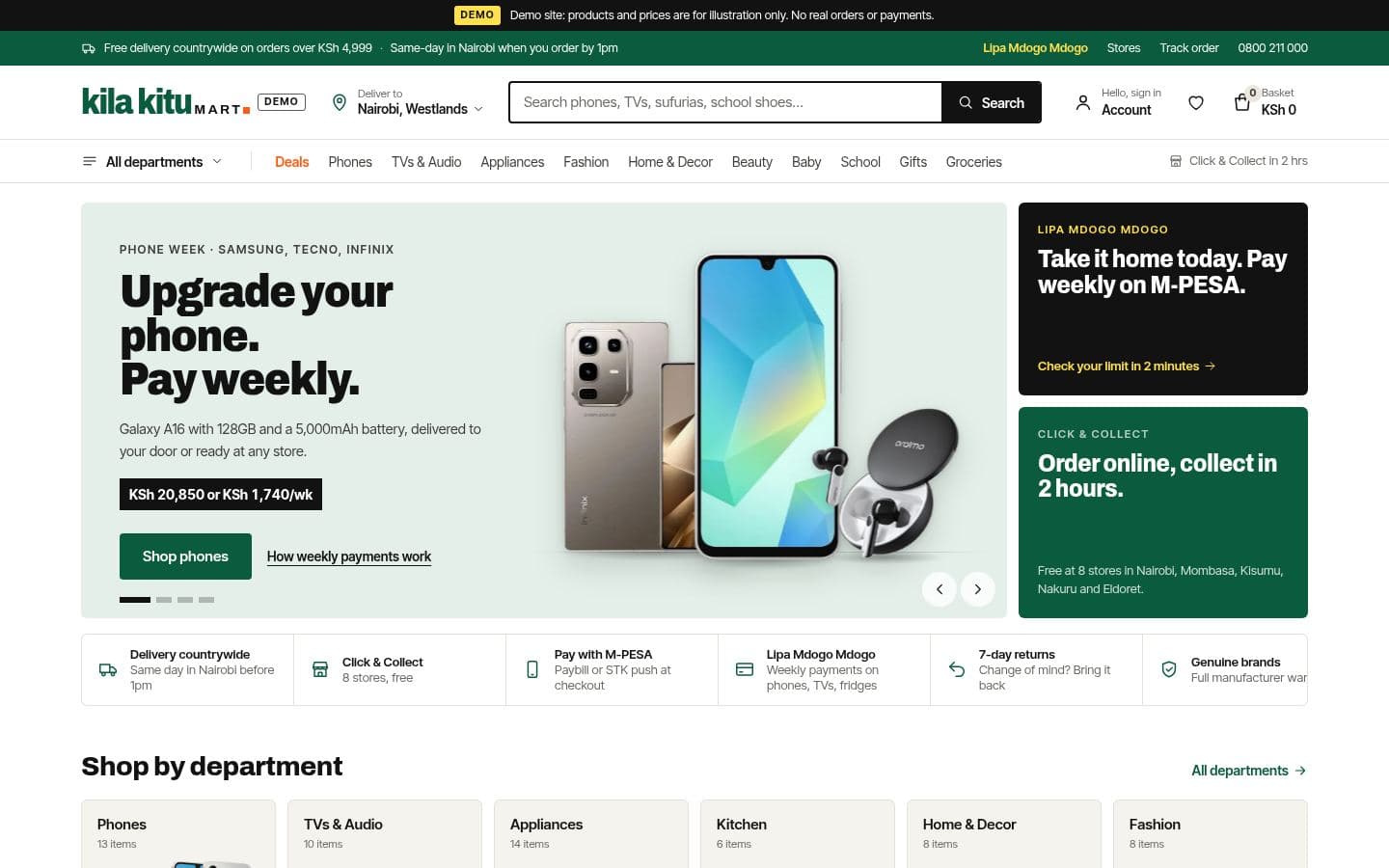 Kila Kitu Mart website e-commerce design, built by Kevin Milo at Captivart, Nairobi