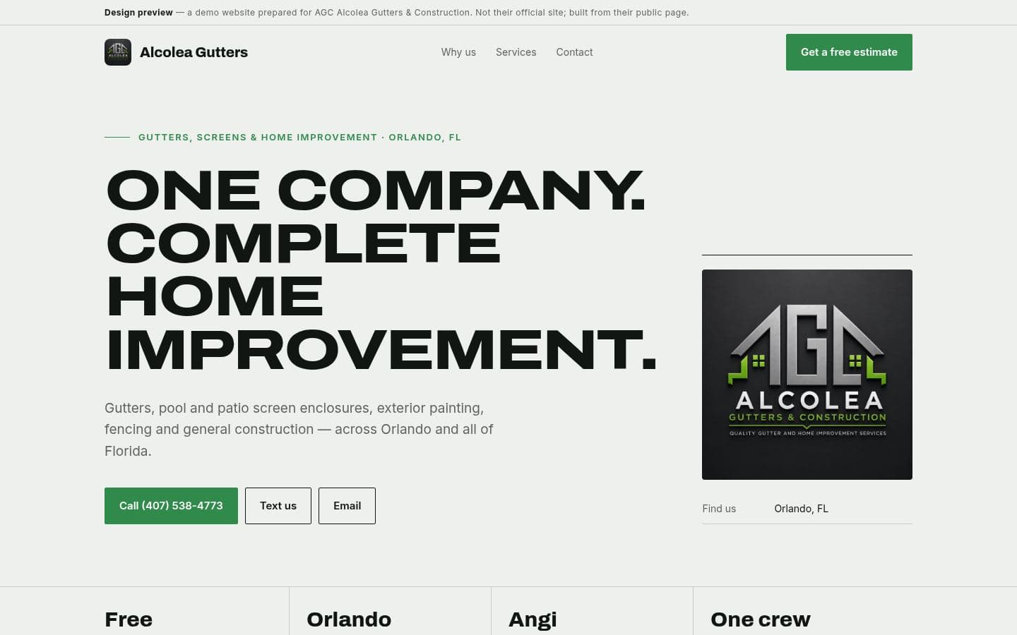 Alcolea Gutters website home services design, built by Kevin Milo at Captivart, Nairobi