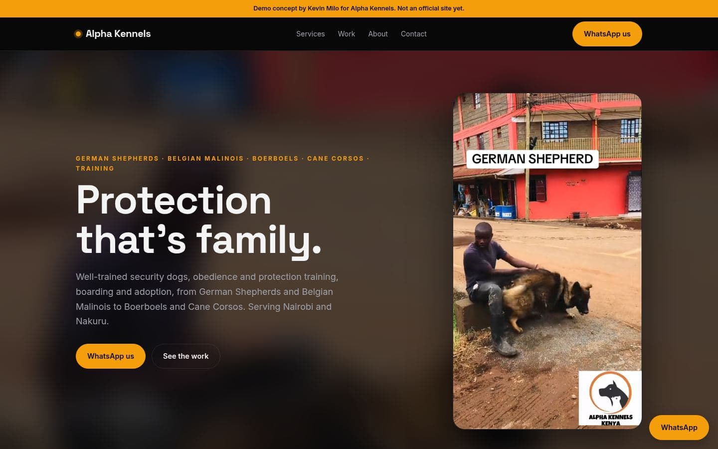 Alpha Kennels website health design, built by Kevin Milo at Captivart, Nairobi