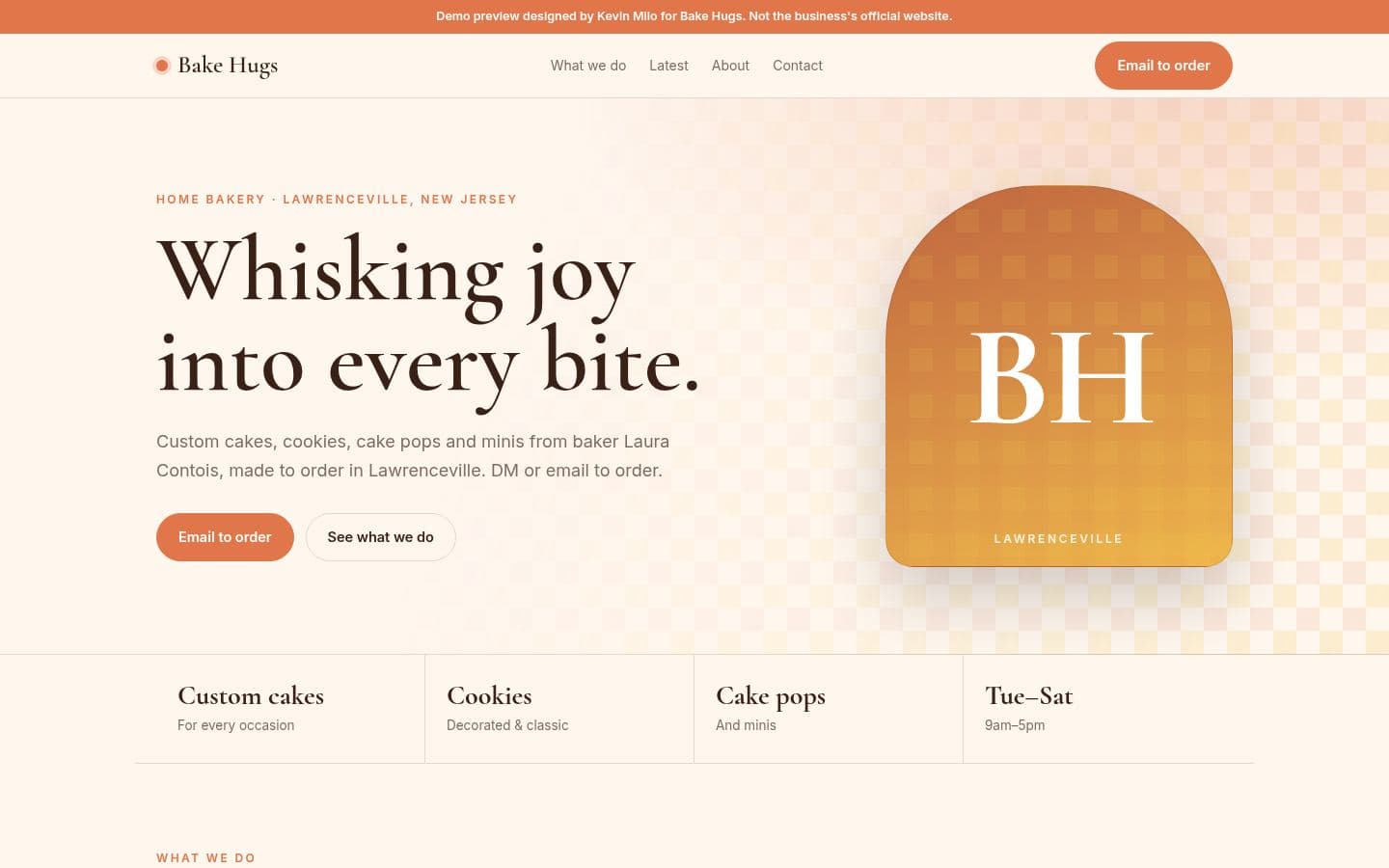 Bake Hugs website bakery & food design, built by Kevin Milo at Captivart, Nairobi