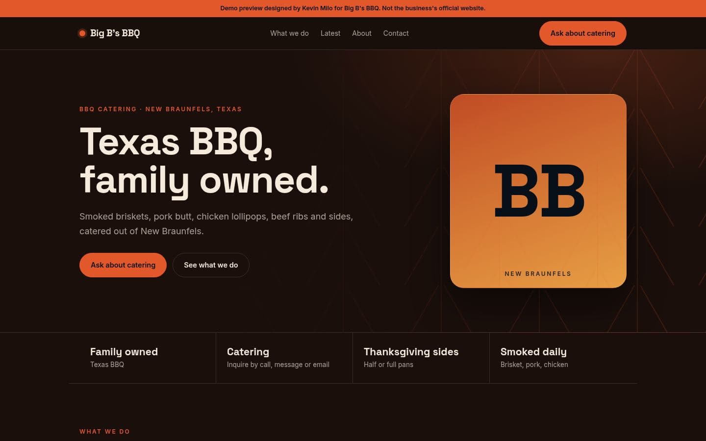 Big B's BBQ TX website bakery & food design, built by Kevin Milo at Captivart, Nairobi