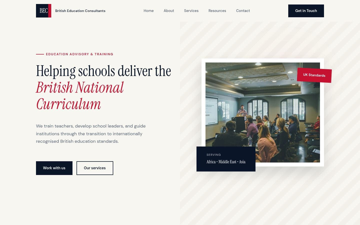 British Education Consultants website education design, built by Kevin Milo at Captivart, Nairobi