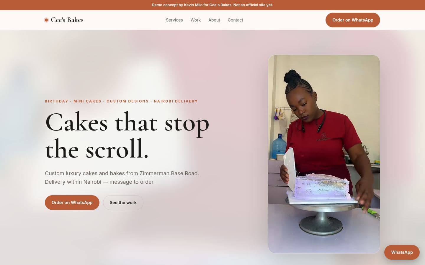 Cee's Bakes website bakery & food design, built by Kevin Milo at Captivart, Nairobi