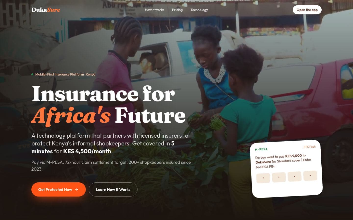 DukaSure website fintech design, built by Kevin Milo at Captivart, Nairobi