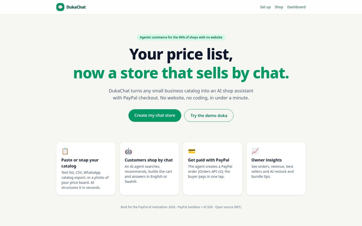 DukaChat, an AI business tool built by Kevin Milo at Captivart