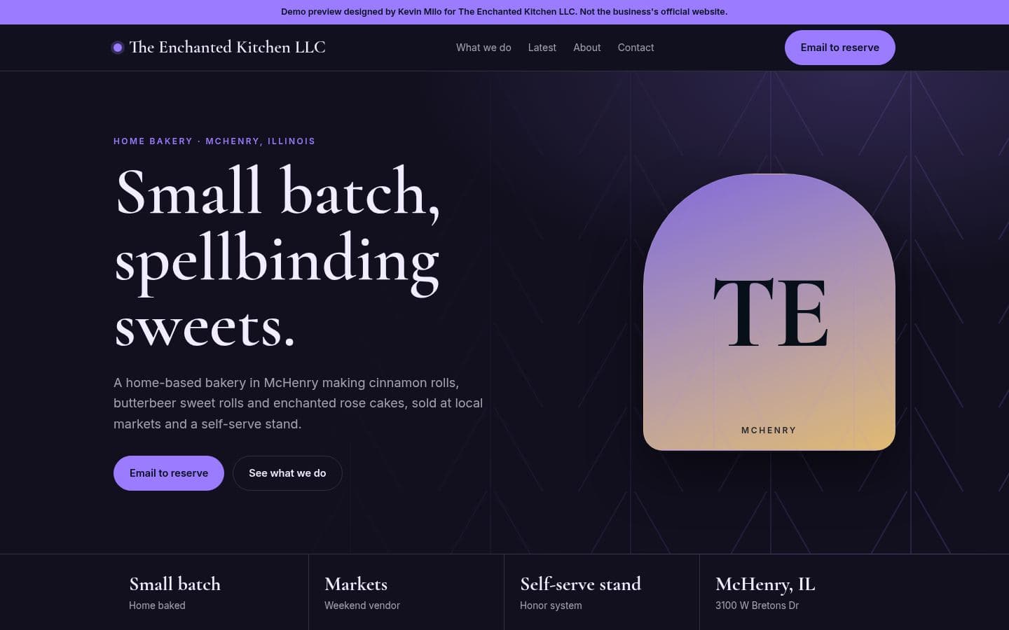 Enchanted Kitchen website bakery & food design, built by Kevin Milo at Captivart, Nairobi