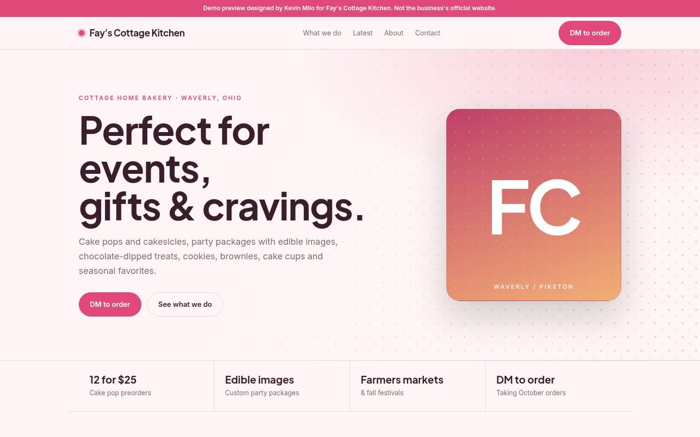 Fay's Cottage Kitchen website bakery & food design, built by Kevin Milo at Captivart, Nairobi