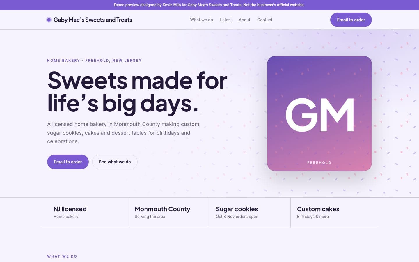 Gaby Mae's Treats website bakery & food design, built by Kevin Milo at Captivart, Nairobi