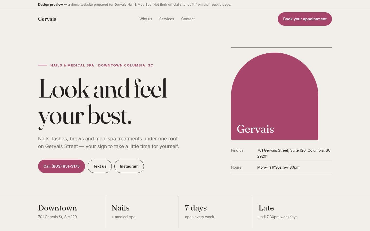 Gervais Nail Medspa website beauty design, built by Kevin Milo at Captivart, Nairobi
