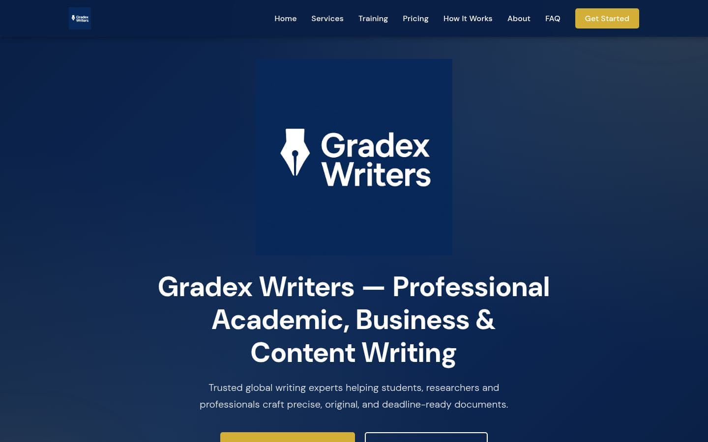 Gradex Writers website services design, built by Kevin Milo at Captivart, Nairobi