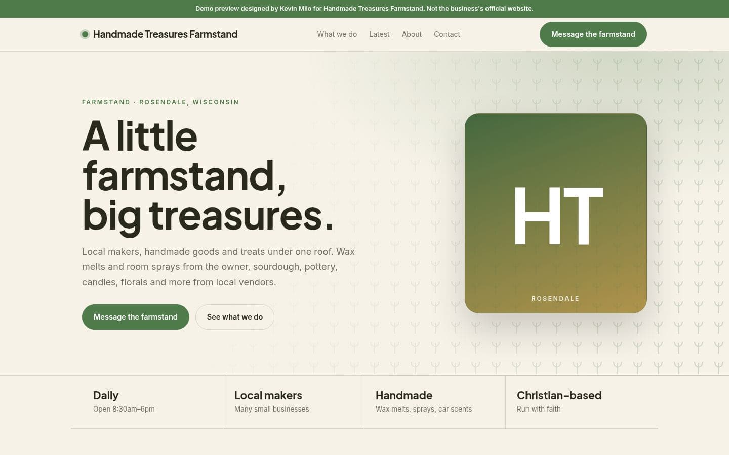 Handmade Treasures WI website home services design, built by Kevin Milo at Captivart, Nairobi