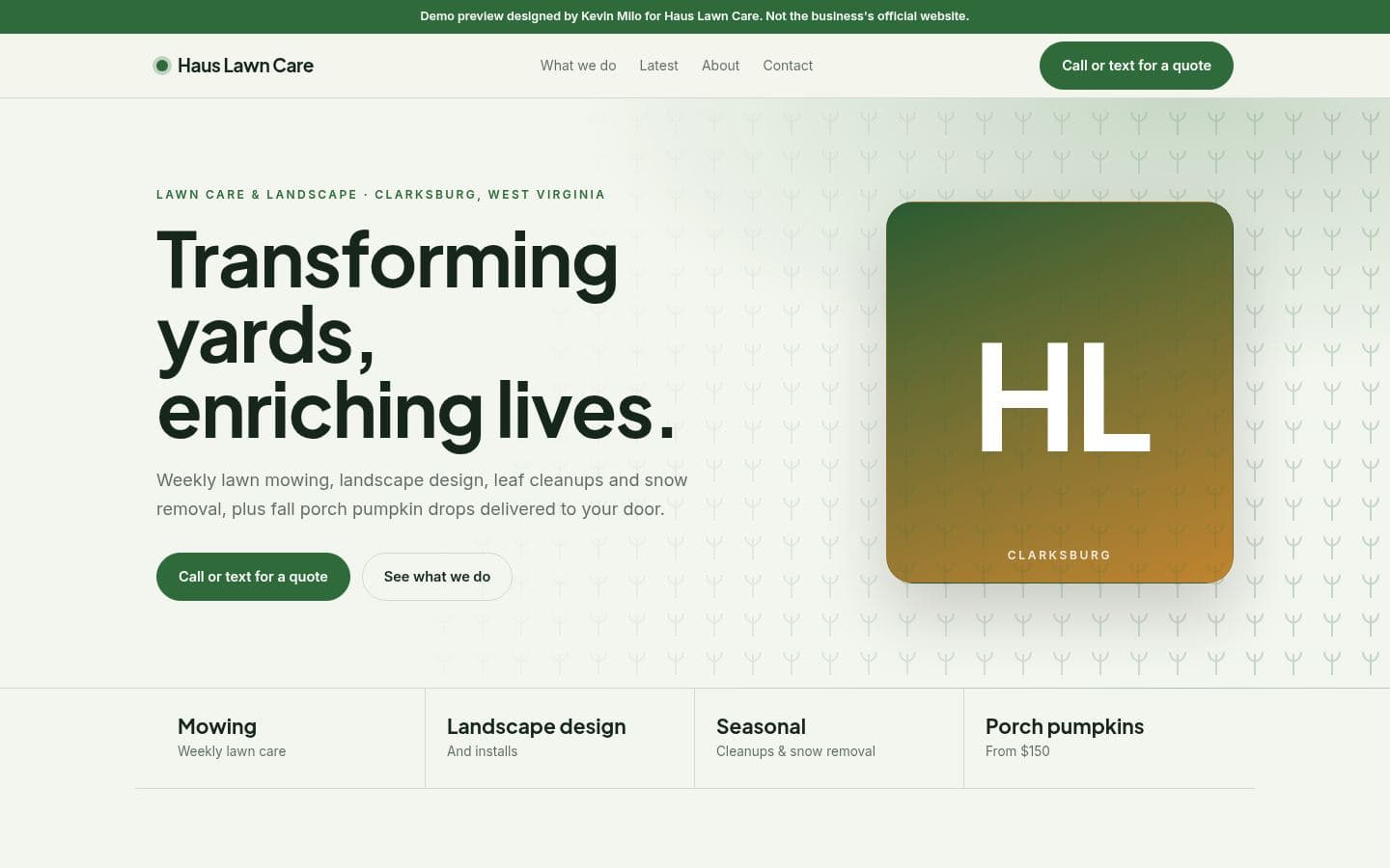 Haus Lawn Care website home services design, built by Kevin Milo at Captivart, Nairobi