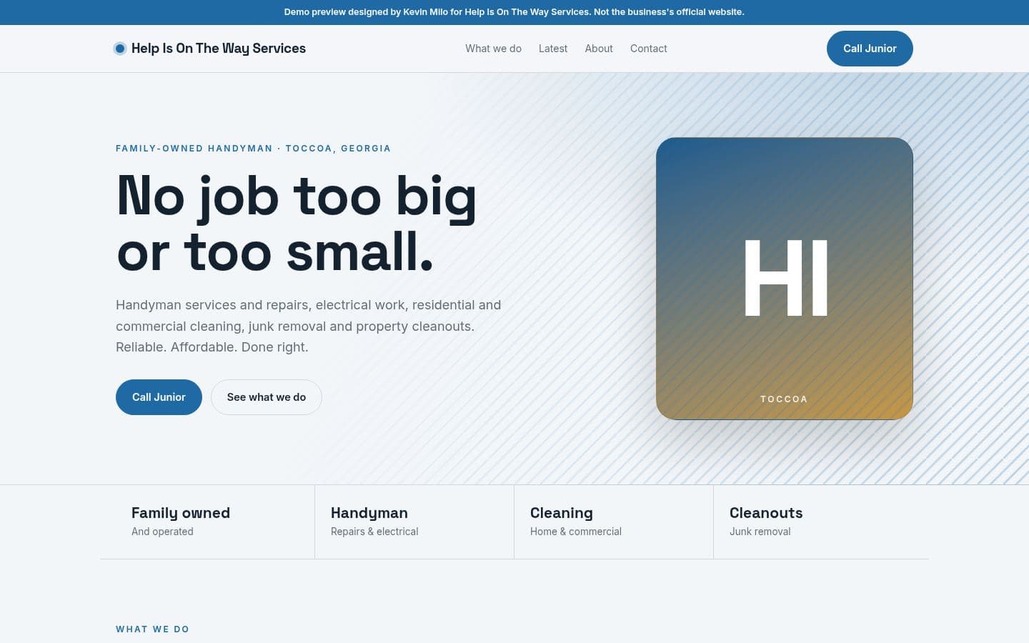 Help On The Way website home services design, built by Kevin Milo at Captivart, Nairobi