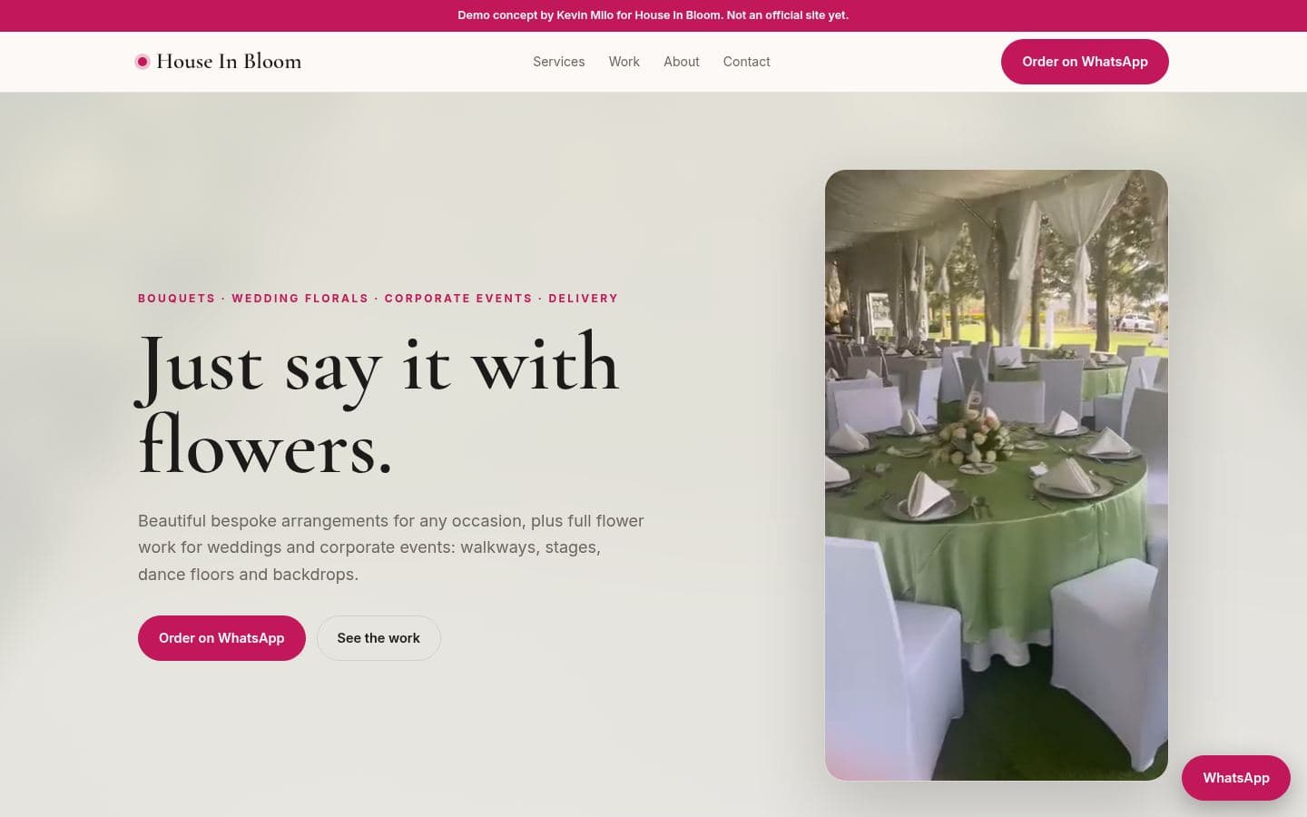 House In Bloom website events design, built by Kevin Milo at Captivart, Nairobi