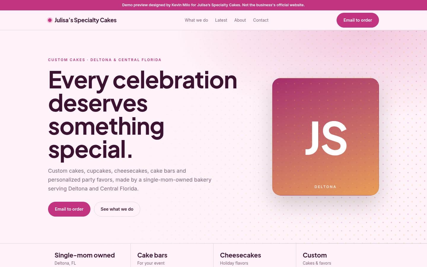 Julisa's Cakes website bakery & food design, built by Kevin Milo at Captivart, Nairobi