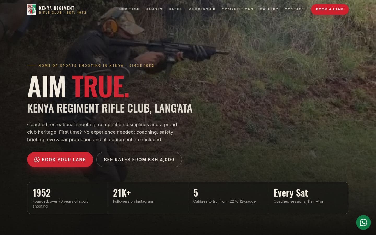 Kenya Regiment Rifle Club website retail & more design, built by Kevin Milo at Captivart, Nairobi