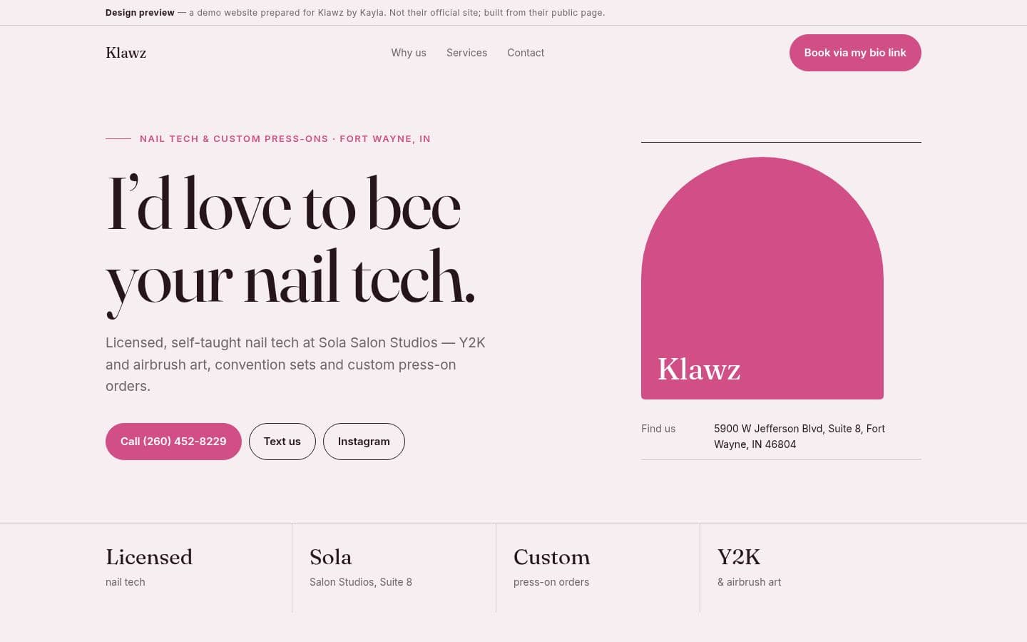 Klawz By Kayla website retail & more design, built by Kevin Milo at Captivart, Nairobi