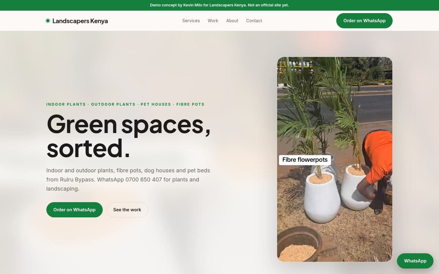 Landscapers Kenya website home services design, built by Kevin Milo at Captivart, Nairobi
