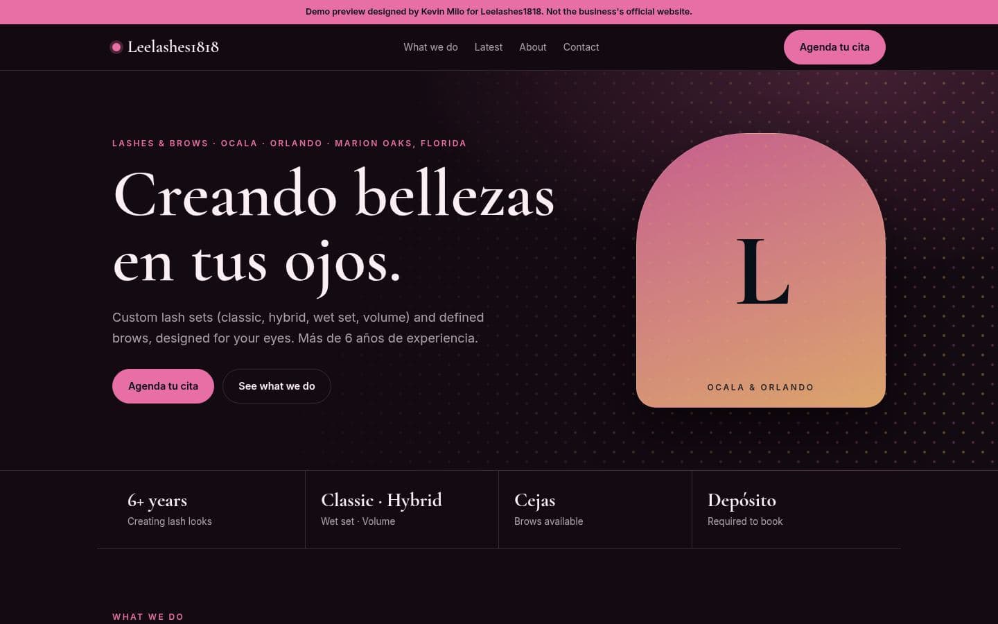 Leelashes 1818 website beauty design, built by Kevin Milo at Captivart, Nairobi