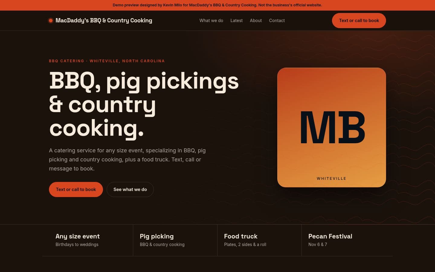MacDaddy's BBQ website bakery & food design, built by Kevin Milo at Captivart, Nairobi