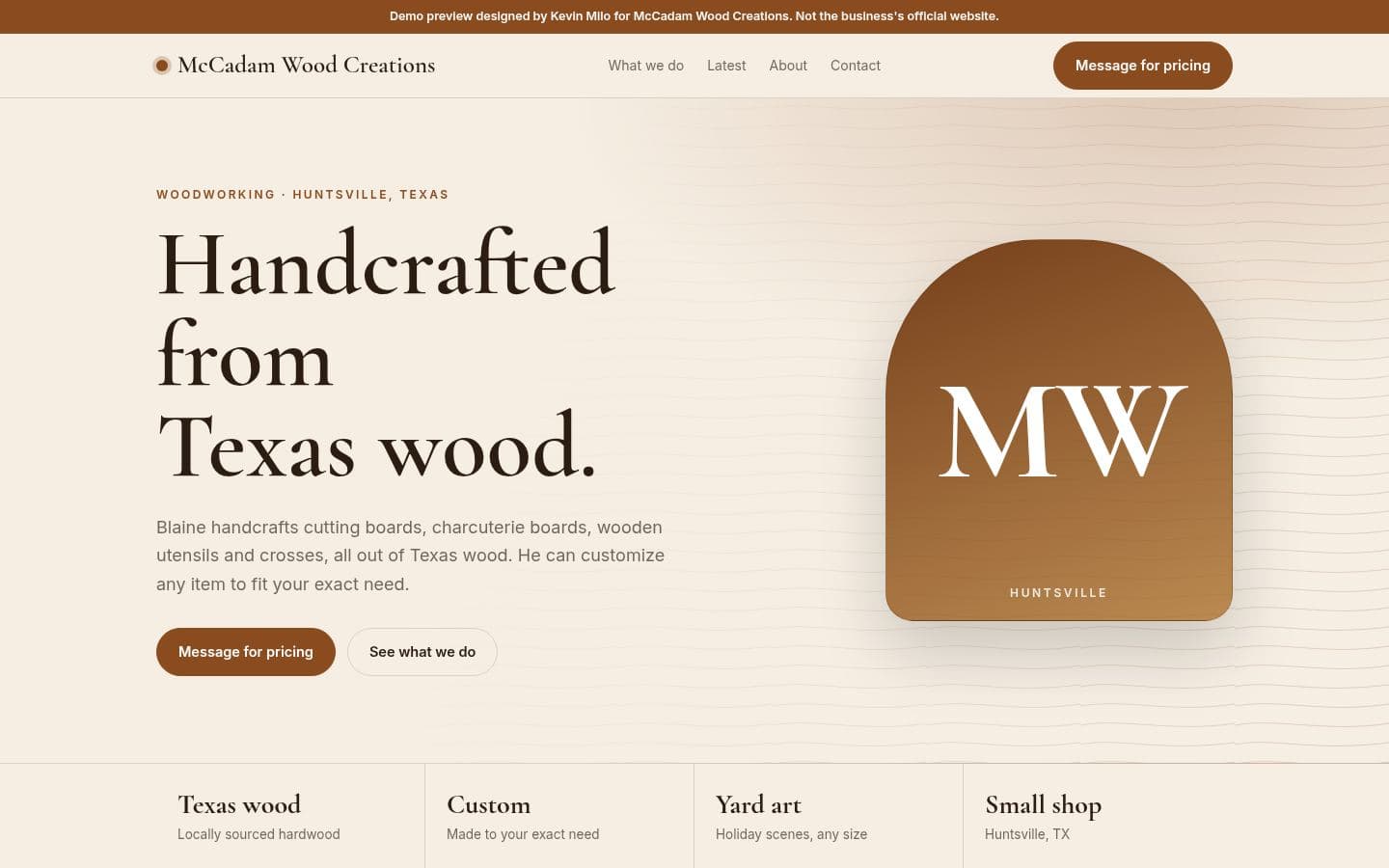 Mccadam Wood Creations website home services design, built by Kevin Milo at Captivart, Nairobi