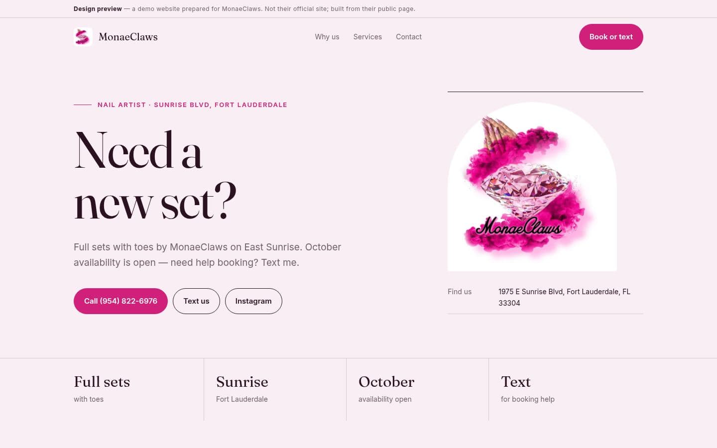 Monaeclaws website beauty design, built by Kevin Milo at Captivart, Nairobi