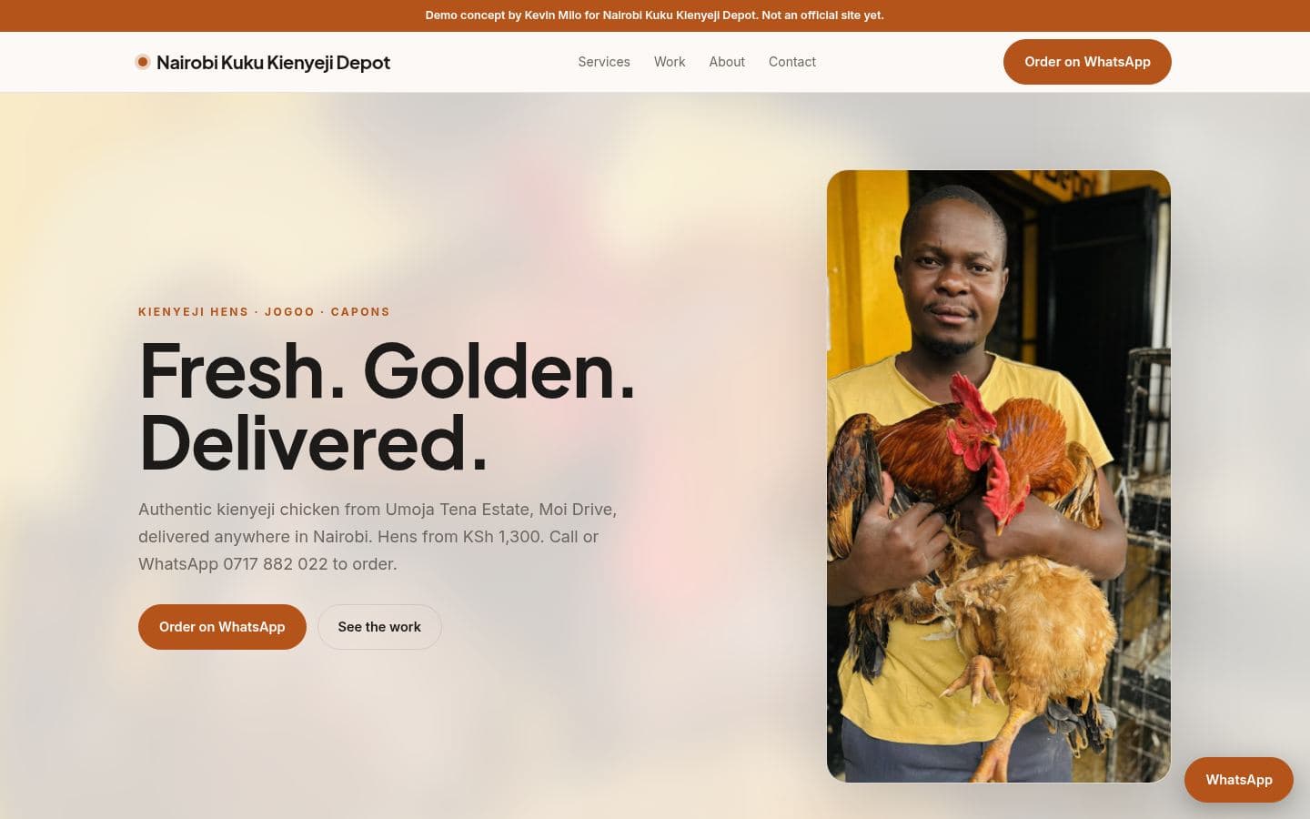 Nairobi Kuku Kienyeji website bakery & food design, built by Kevin Milo at Captivart, Nairobi