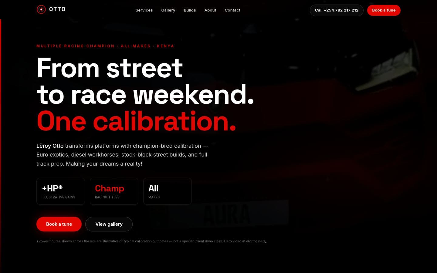 Otto Tuned website automotive design, built by Kevin Milo at Captivart, Nairobi