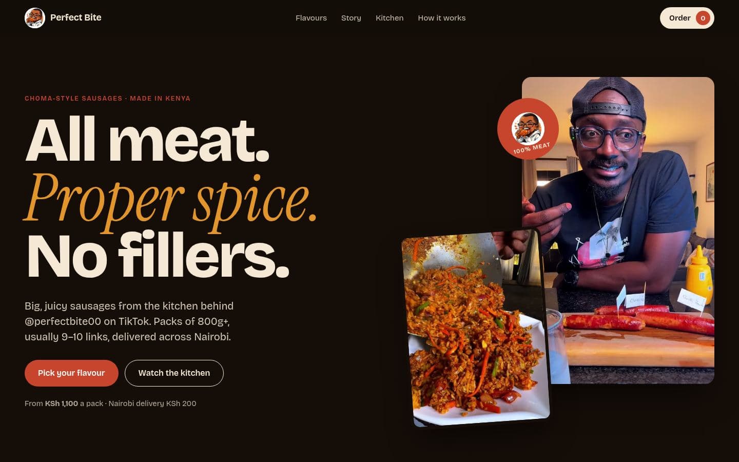 Perfect Bite website food & retail design, built by Kevin Milo at Captivart, Nairobi