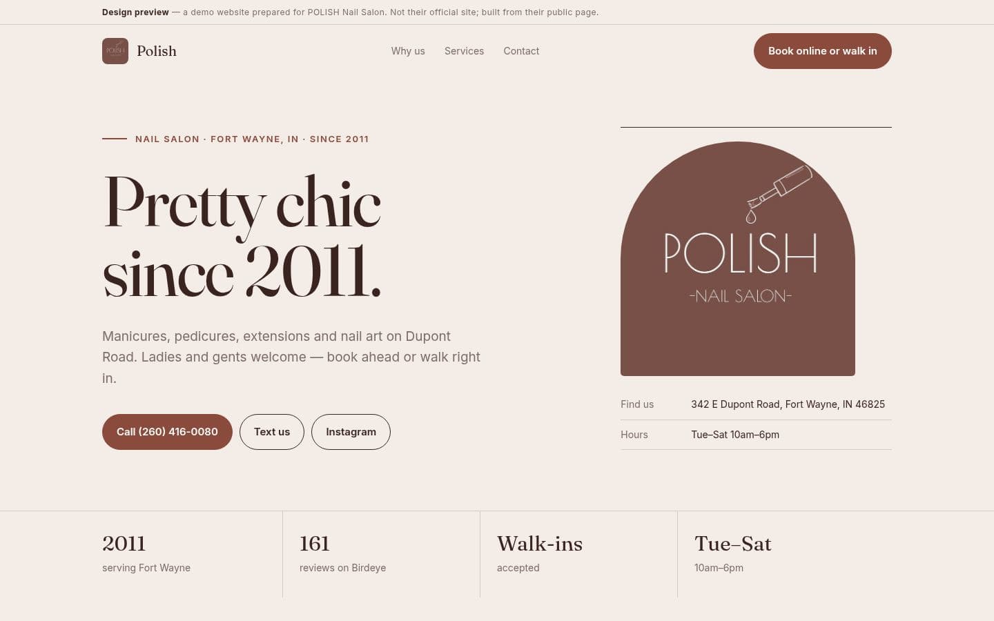 Polish Nail Salon website beauty design, built by Kevin Milo at Captivart, Nairobi