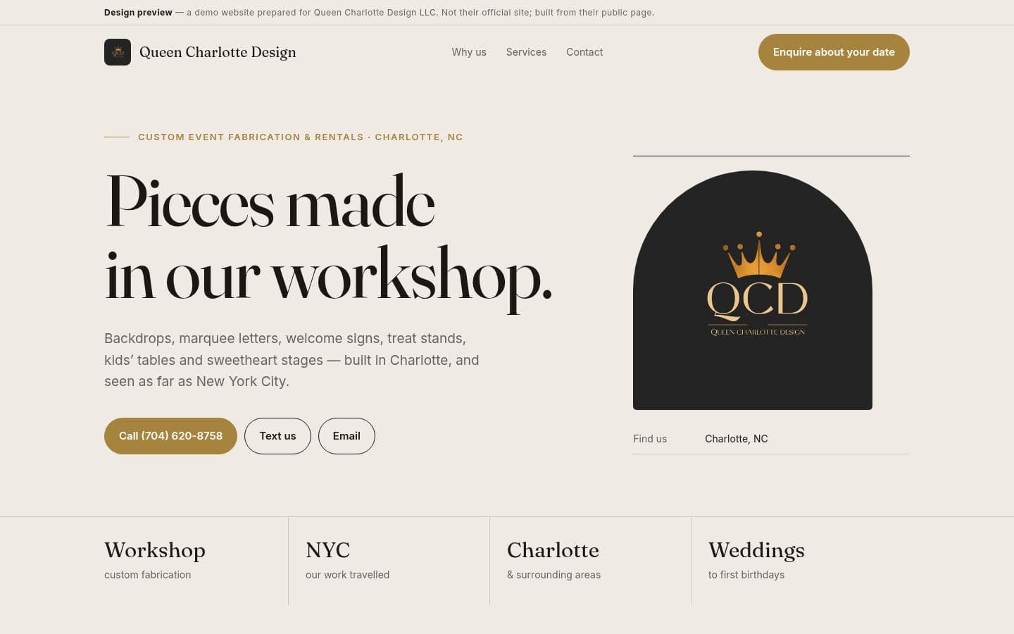Queen Charlotte Design website home services design, built by Kevin Milo at Captivart, Nairobi