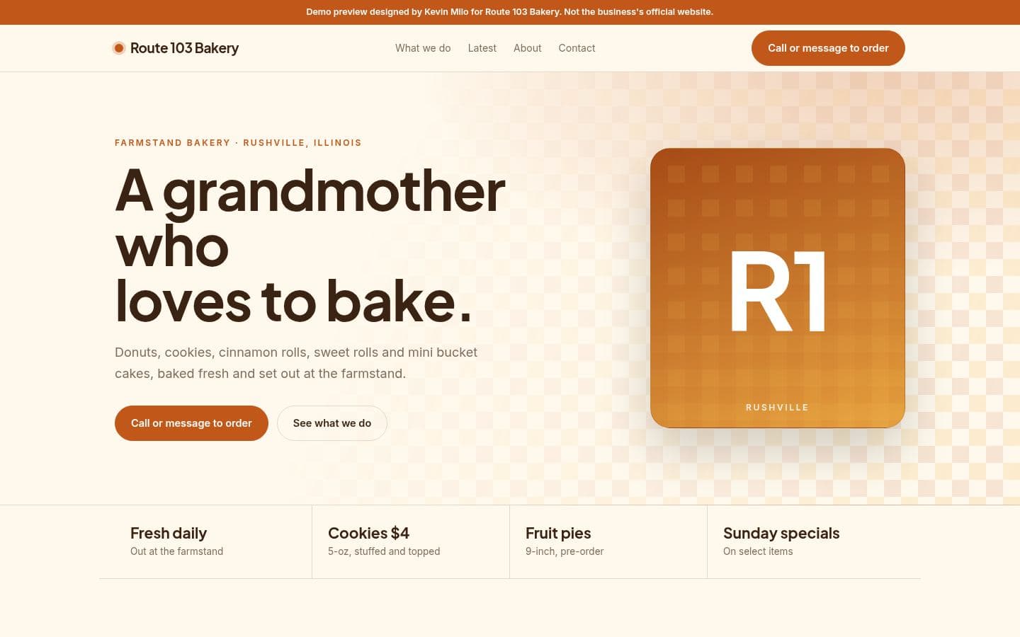 Route 103 Bakery website bakery & food design, built by Kevin Milo at Captivart, Nairobi