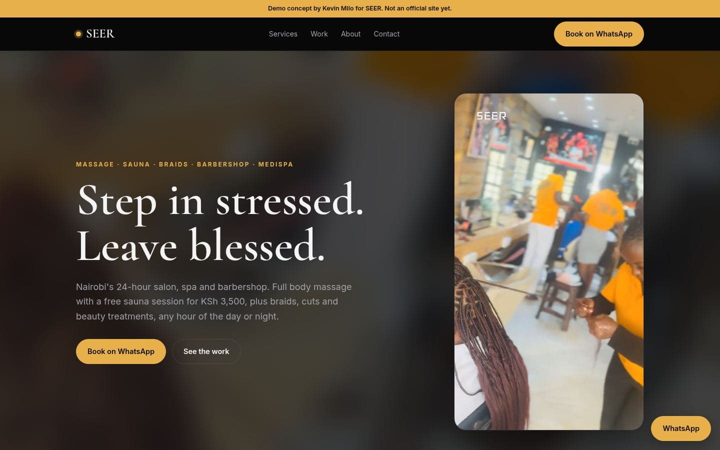 Seer Nairobi website health design, built by Kevin Milo at Captivart, Nairobi