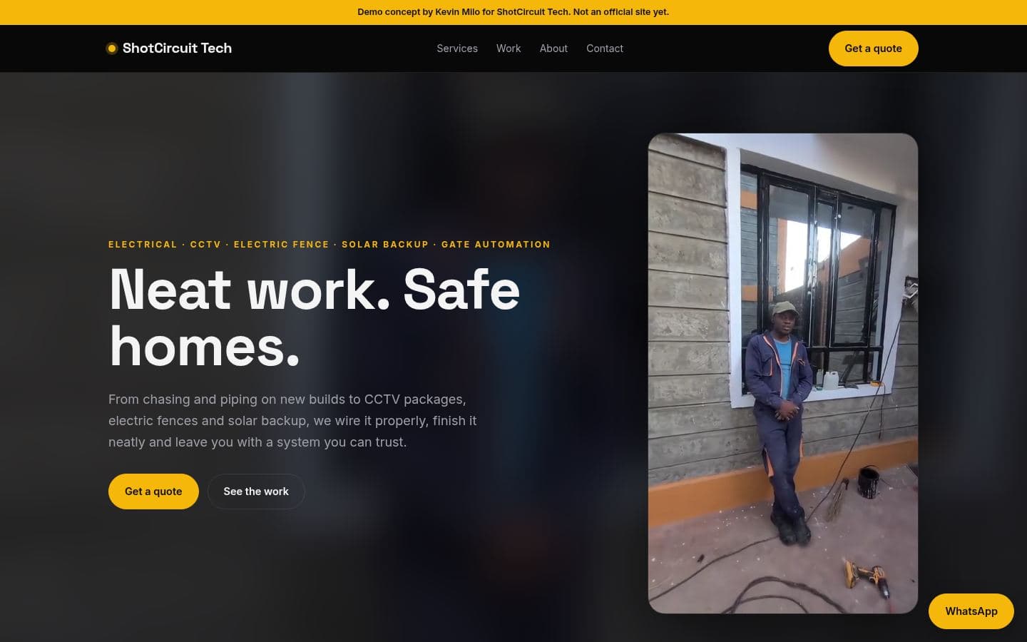 Shotcircuit Tech website tech & energy design, built by Kevin Milo at Captivart, Nairobi