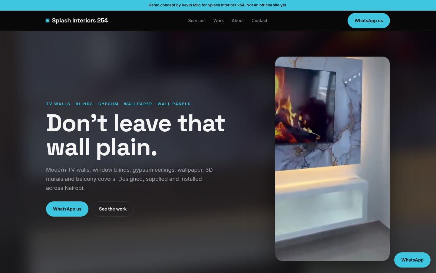 Splash Interiors 254 website beauty design, built by Kevin Milo at Captivart, Nairobi