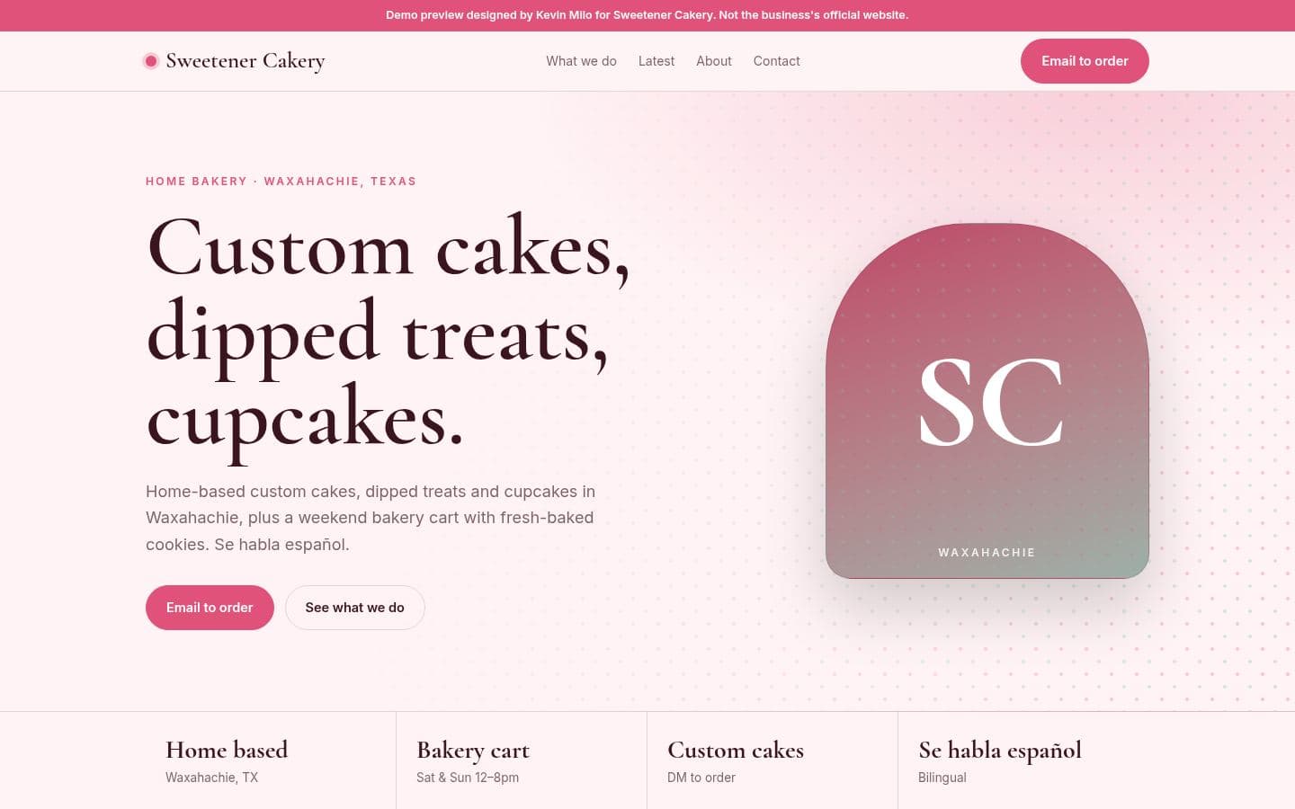 Sweetener Cakery website bakery & food design, built by Kevin Milo at Captivart, Nairobi