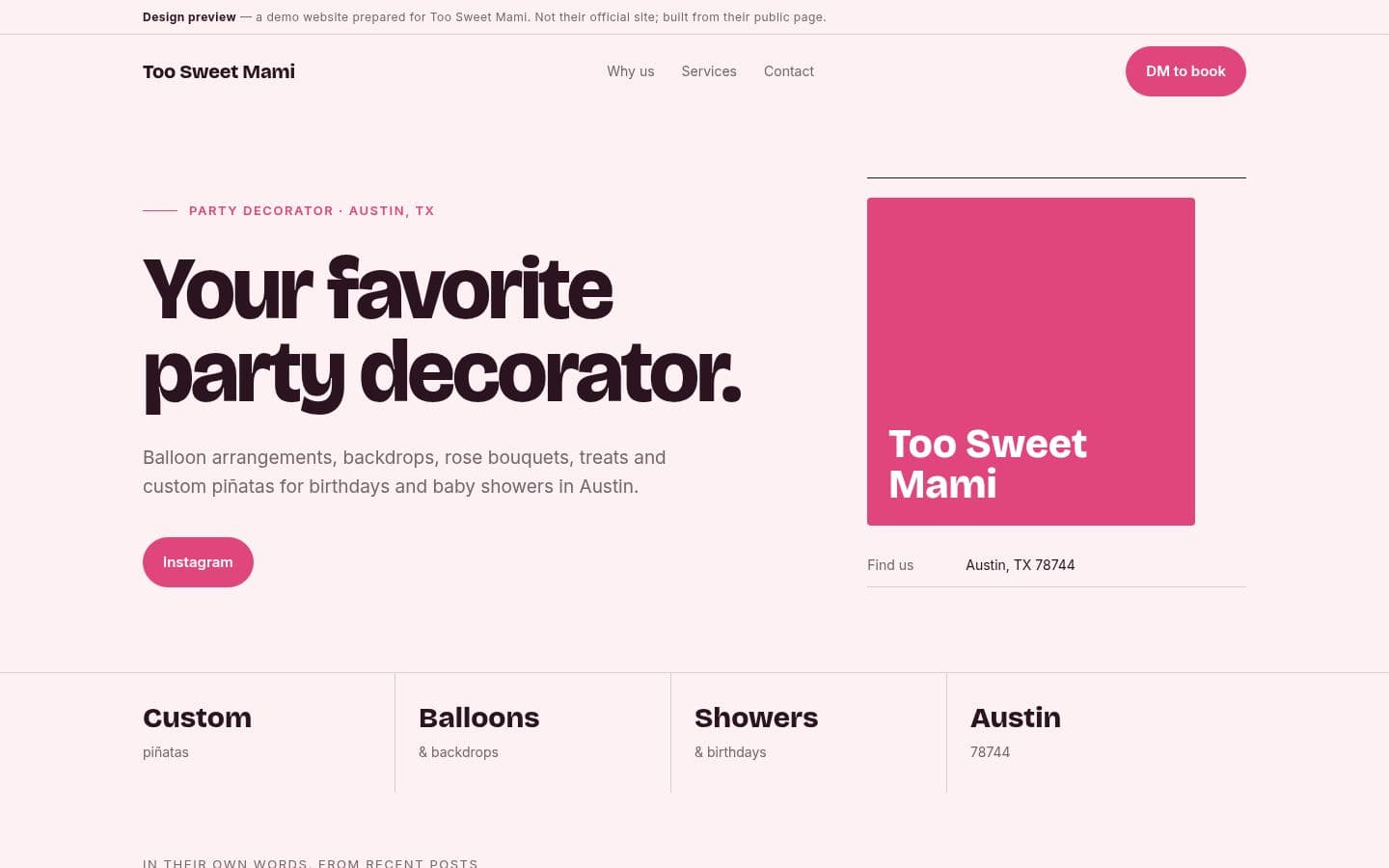Too Sweet Mami website beauty design, built by Kevin Milo at Captivart, Nairobi