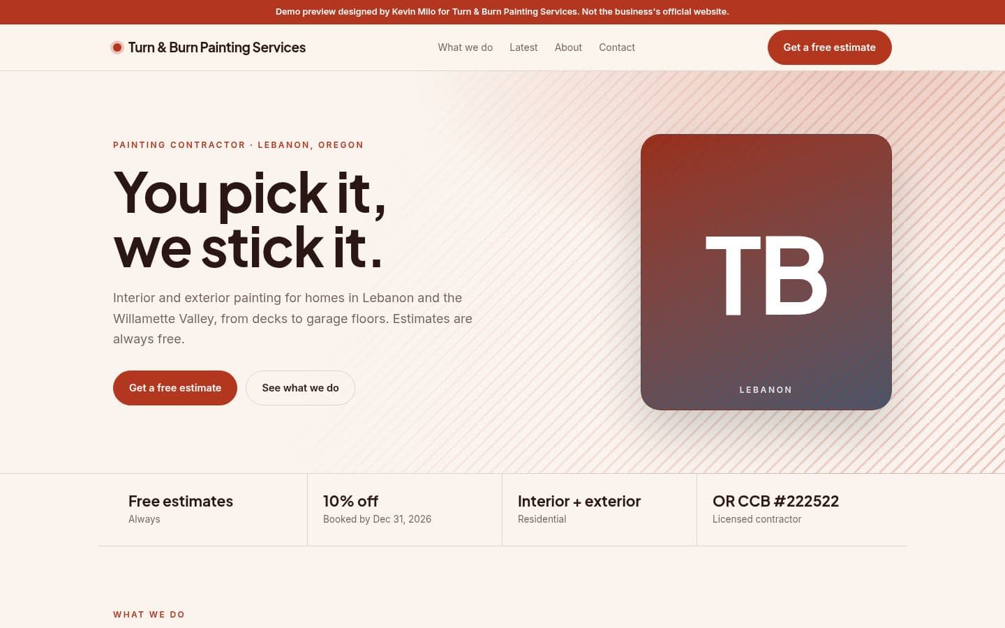 Turn Burn Paint website home services design, built by Kevin Milo at Captivart, Nairobi