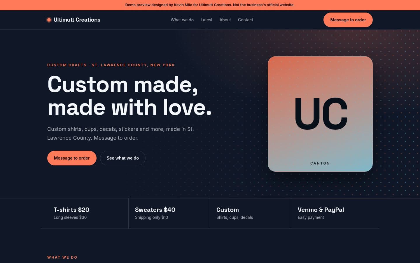 Ultimutt Creations website home services design, built by Kevin Milo at Captivart, Nairobi