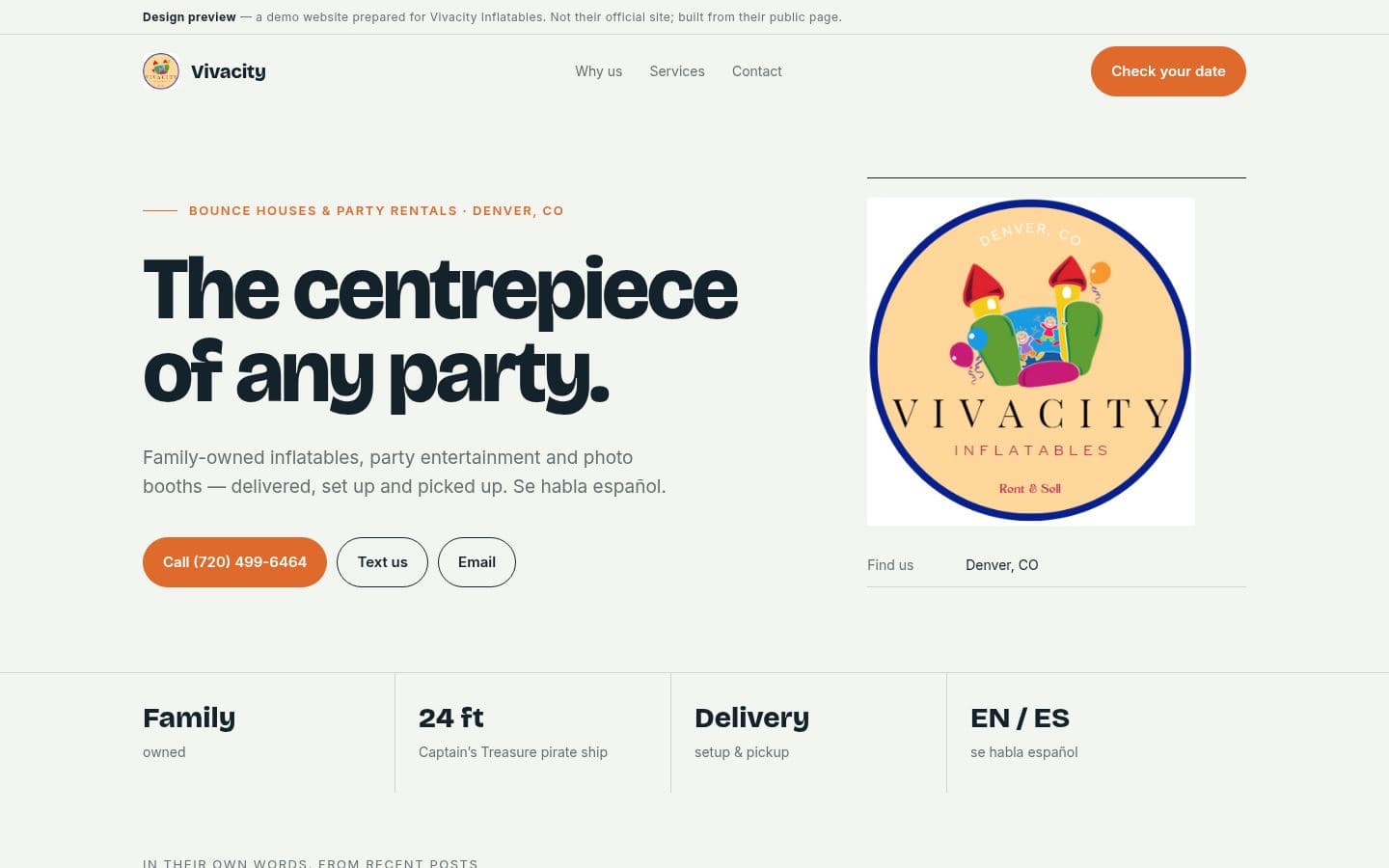 Vivacity Inflatables website events design, built by Kevin Milo at Captivart, Nairobi
